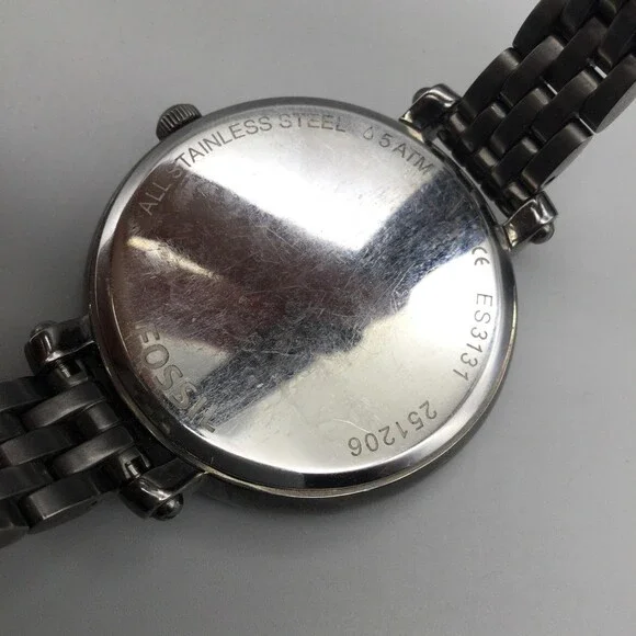 Fossil Heather Women Watch 42mm Silver Tone ES3137 Gray Dial New Battery 6.25" - Picture 9 of 13